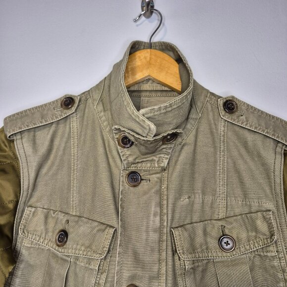 J. Crew Khaki Boyfriend Utility Military Field Cargo Army Jacket Size Small - Picture 15 of 16